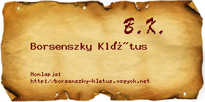 Borsenszky Klétus névjegykártya